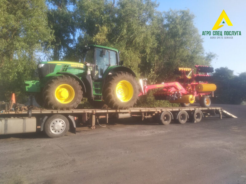 Перевозка негабарита Трактор John Deere и борона Vaderstad